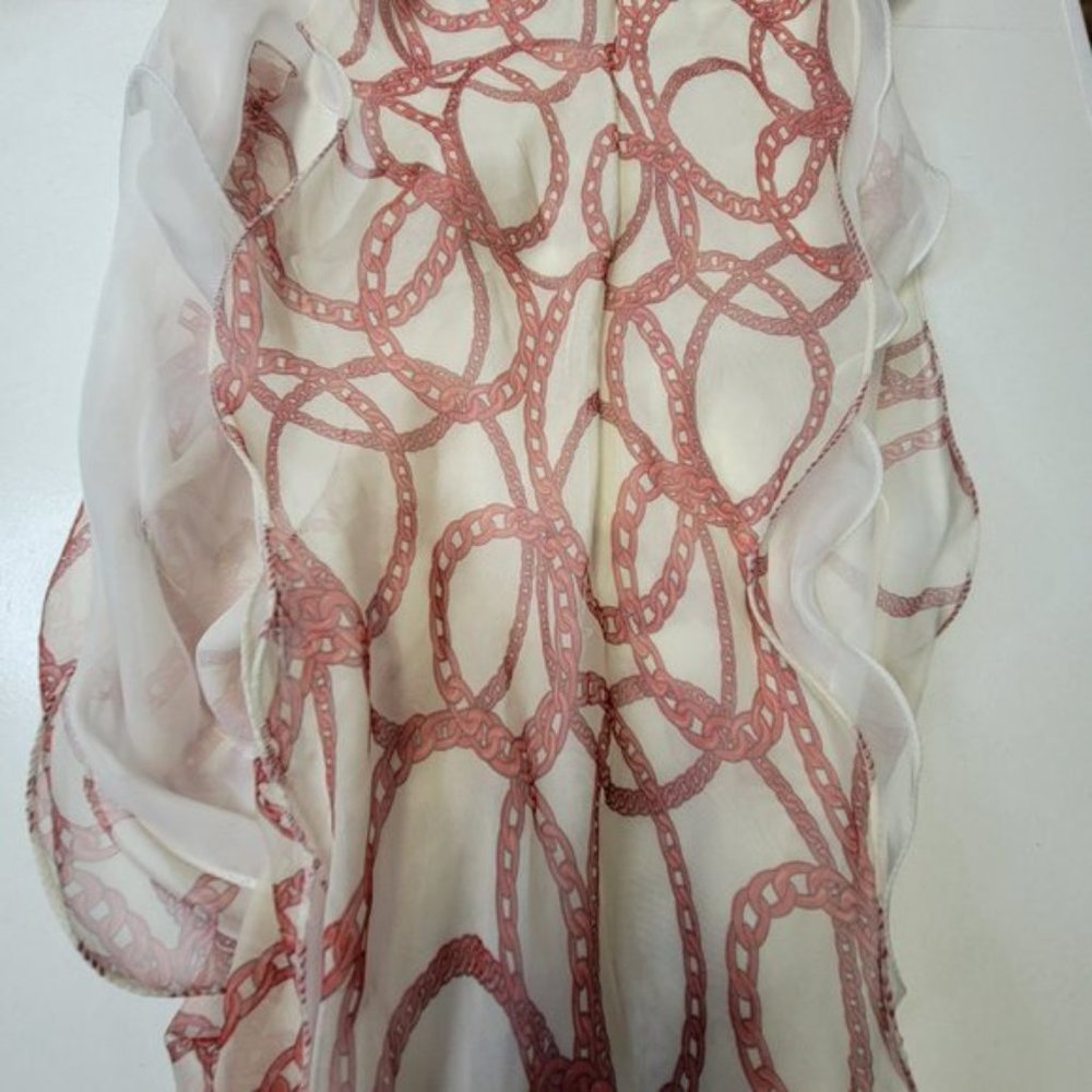 Double Layer White And Cream Chain Link Print Rec… - image 6